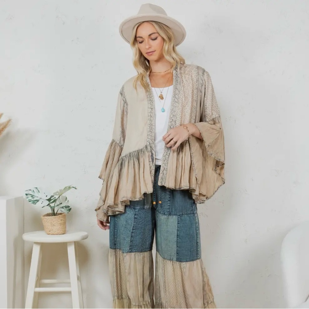 Bohemian Beige Kimono Cardigan